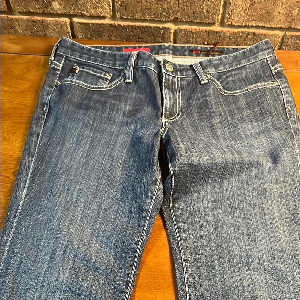 Ag Adriano Goldschmied the Athena Blue Straight Leg Capri Jeans Size 31